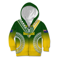 Personalised Cook Islands Rugby Kid Hoodie Pacific Go The Kukis Gradient Style LT14 Zip Hoodie Green - Polynesian Pride