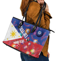 Personalised Philippines Billiards Leather Tote Bag Cue With Balls Flag Style - Polynesian Pride