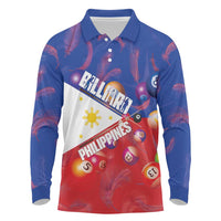 Personalised Philippines Billiards Long Sleeve Polo Shirt Cue With Balls Flag Style - Polynesian Pride