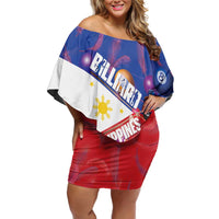 Personalised Philippines Billiards Off Shoulder Short Dress Cue With Balls Flag Style - Polynesian Pride
