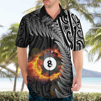 Personalised New Zealand Billiards Hawaiian Shirt Maori Fern On Fire 8 Ball - Polynesian Pride