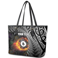 Personalised New Zealand Billiards Leather Tote Bag Maori Fern On Fire 8 Ball LT14 - Polynesian Pride