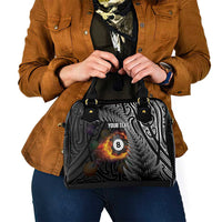 Personalised New Zealand Billiards Shoulder Handbag Maori Fern On Fire 8 Ball - Polynesian Pride