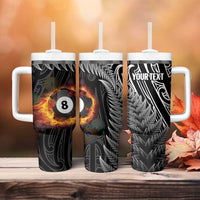 Personalised New Zealand Billiards Tumbler With Handle Maori Fern On Fire 8 Ball LT14 - Polynesian Pride