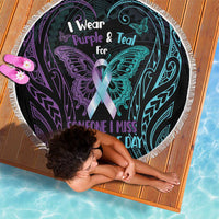 Suicide Awareness Memorial Beach Blanket I Wear Purple and Teal For Someone I Miss - Polynesian Pride