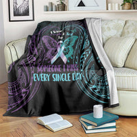 Suicide Awareness Memorial Blanket I Wear Purple and Teal For Someone I Miss - Polynesian Pride