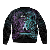 Suicide Awareness Memorial Bomber Jacket I Wear Purple and Teal For Someone I Miss - Polynesian Pride