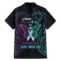 Suicide Awareness Memorial Family Matching Puletasi and Hawaiian Shirt I Wear Purple and Teal For Someone I Miss - Polynesian Pride