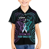 Suicide Awareness Memorial Family Matching Tank Maxi Dress and Hawaiian Shirt I Wear Purple and Teal For Someone I Miss - Polynesian Pride