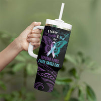 Suicide Awareness Memorial Tumbler With Handle I Wear Purple and Teal For Someone I Miss - Polynesian Pride