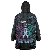 Suicide Awareness Memorial Wearable Blanket Hoodie I Wear Purple and Teal For Someone I Miss - Polynesian Pride