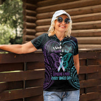 Suicide Awareness Memorial Women Polo Shirt I Wear Purple and Teal For Someone I Miss - Polynesian Pride