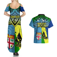 Custom Malampa Fiji Day Couples Matching Summer Maxi Dress and Hawaiian Shirt Together We Grow Proud Polynesian Tapa Artsy LT14 - Polynesian Pride