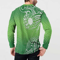Polynesia Depression Awareness Button Sweatshirt Sunflower Green Ribbons Polynesian Tattoo