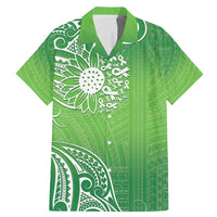 Polynesia Depression Awareness Family Matching Mermaid Dress and Hawaiian Shirt Sunflower Green Ribbons Polynesian Tattoo