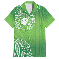 Polynesia Depression Awareness Family Matching Tank Maxi Dress and Hawaiian Shirt Sunflower Green Ribbons Polynesian Tattoo