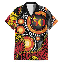 Celebrating 50 Years Papua New Guinea Family Matching Mermaid Dress and Hawaiian Shirt Aboriginal Mix Papuan Pattern LT14 Dad's Shirt - Short Sleeve Red - Polynesian Pride