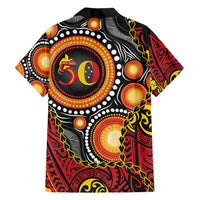 Celebrating 50 Years Papua New Guinea Family Matching Off Shoulder Maxi Dress and Hawaiian Shirt Aboriginal Mix Papuan Pattern - Polynesian Pride