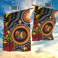 Celebrating 50 Years Papua New Guinea Garden Flag Aboriginal Mix Papuan Pattern - Polynesian Pride