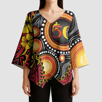 Celebrating 50 Years Papua New Guinea Kimono Sleeve Blouse Aboriginal Mix Papuan Pattern - Polynesian Pride
