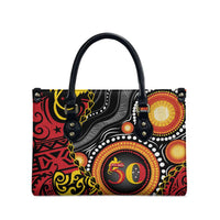 Celebrating 50 Years Papua New Guinea Leather Bag Aboriginal Mix Papuan Pattern - Polynesian Pride