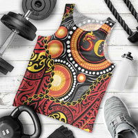 Celebrating 50 Years Papua New Guinea Men Tank Top Aboriginal Mix Papuan Pattern - Polynesian Pride