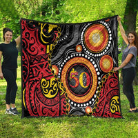 Celebrating 50 Years Papua New Guinea Quilt Aboriginal Mix Papuan Pattern - Polynesian Pride