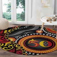Celebrating 50 Years Papua New Guinea Round Carpet Aboriginal Mix Papuan Pattern - Polynesian Pride