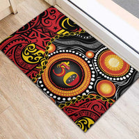 Celebrating 50 Years Papua New Guinea Rubber Doormat Aboriginal Mix Papuan Pattern - Polynesian Pride
