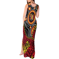 Celebrating 50 Years Papua New Guinea Tank Maxi Dress Aboriginal Mix Papuan Pattern - Polynesian Pride