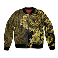 Vanuatu Bomber Jacket Hibisus Polynesian Pattern Gold - Polynesian Pride