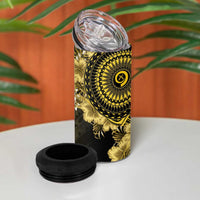 Vanuatu 4 in 1 Can Cooler Tumbler Hibisus Polynesian Pattern Gold - Polynesian Pride
