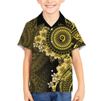 Vanuatu Family Matching Off Shoulder Maxi Dress and Hawaiian Shirt Hibisus Polynesian Pattern Gold - Polynesian Pride