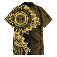 Vanuatu Family Matching Short Sleeve Bodycon Dress and Hawaiian Shirt Hibisus Polynesian Pattern Gold - Polynesian Pride