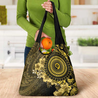 Vanuatu Grocery Bag Hibisus Polynesian Pattern Gold LT14 - Polynesian Pride
