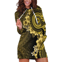 Vanuatu Hoodie Dress Hibisus Polynesian Pattern Gold - Polynesian Pride