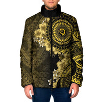 Vanuatu Padded Jacket Hibisus Polynesian Pattern Gold - Polynesian Pride