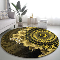 Vanuatu Round Carpet Hibisus Polynesian Pattern Gold - Polynesian Pride