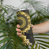 Vanuatu Skinny Tumbler Hibisus Polynesian Pattern Gold - Polynesian Pride
