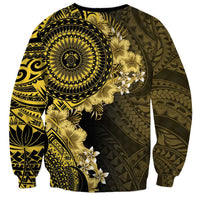 Vanuatu Sweatshirt Hibisus Polynesian Pattern Gold - Polynesian Pride
