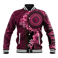 Vanuatu Baseball Jacket Hibisus Polynesian Pattern Pink - Polynesian Pride