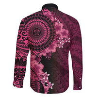 Vanuatu Family Matching Long Sleeve Bodycon Dress and Hawaiian Shirt Hibisus Polynesian Pattern Pink - Polynesian Pride