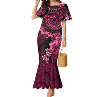 Vanuatu Family Matching Mermaid Dress and Hawaiian Shirt Hibisus Polynesian Pattern Pink - Polynesian Pride