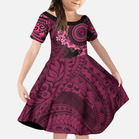 Vanuatu Family Matching Off Shoulder Maxi Dress and Hawaiian Shirt Hibisus Polynesian Pattern Pink - Polynesian Pride