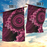 Vanuatu Garden Flag Hibisus Polynesian Pattern Pink - Polynesian Pride
