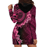 Vanuatu Hoodie Dress Hibisus Polynesian Pattern Pink - Polynesian Pride