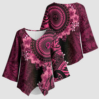 Vanuatu Kimono Sleeve Blouse Hibisus Polynesian Pattern Pink - Polynesian Pride
