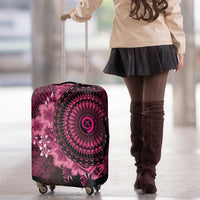 Vanuatu Luggage Cover Hibisus Polynesian Pattern Pink - Polynesian Pride