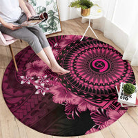 Vanuatu Round Carpet Hibisus Polynesian Pattern Pink - Polynesian Pride