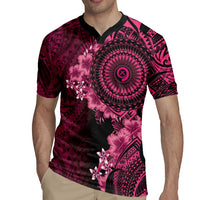 Vanuatu Rugby Jersey Hibisus Polynesian Pattern Pink - Polynesian Pride